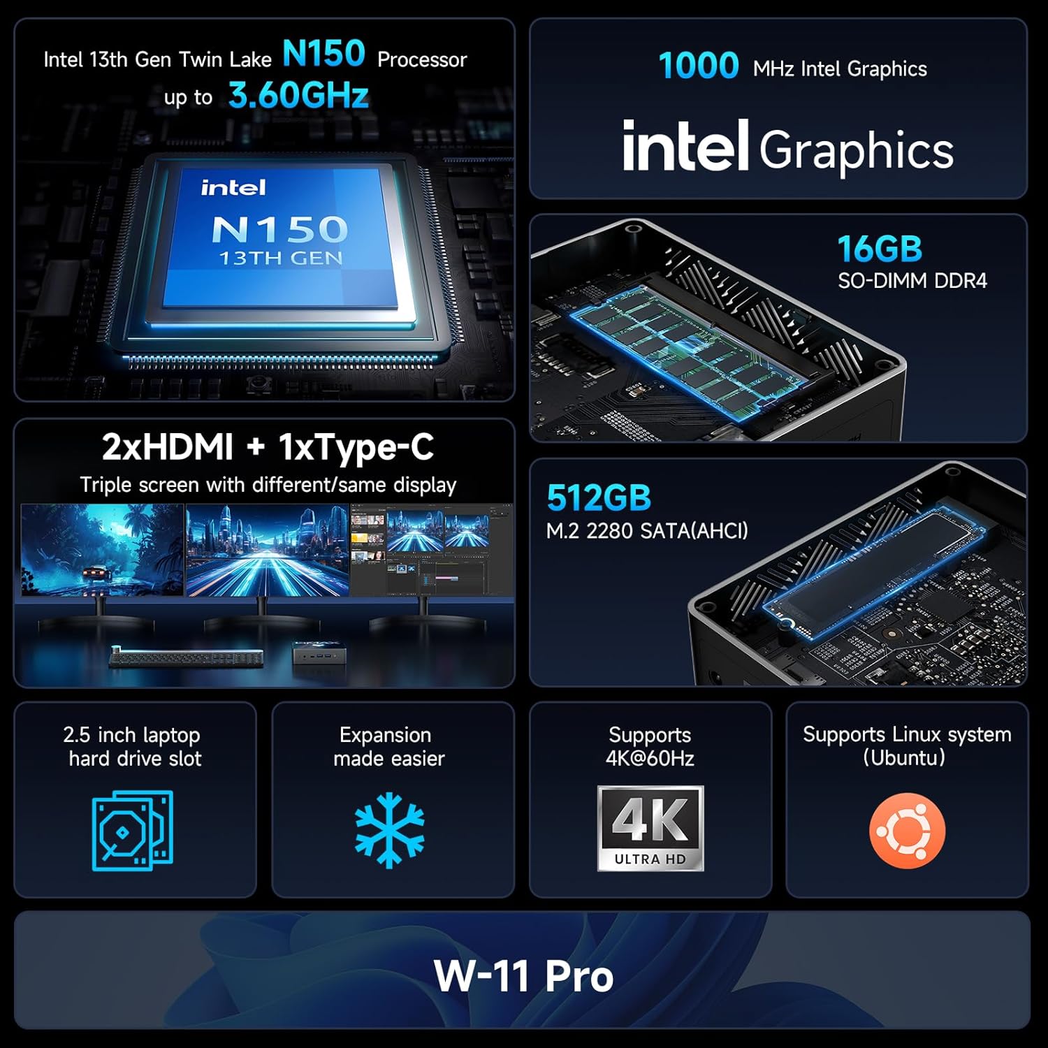 Bmax B4 Turbo  Intel® 13th Gen Twin Lake N150 16GB DDR4 RAM Mini PC