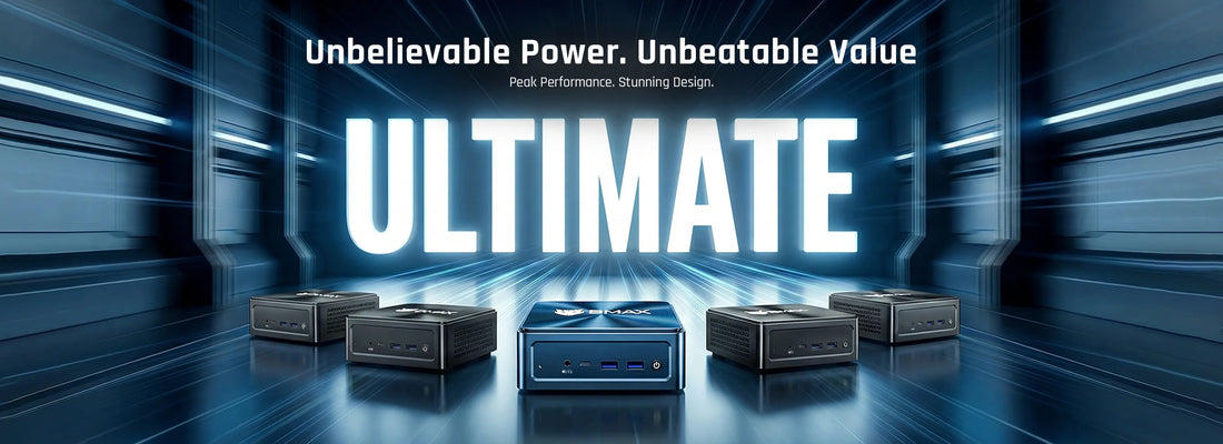 BMAX Mini PC compact desktop computer showing metallic finish and branding