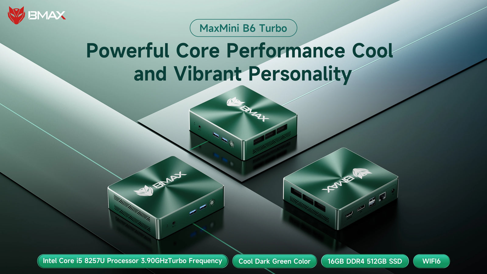 BMAX B6 Turbo Mini PC | Intel Core i5-8257U Windows 11 Computer - A+ Image 1