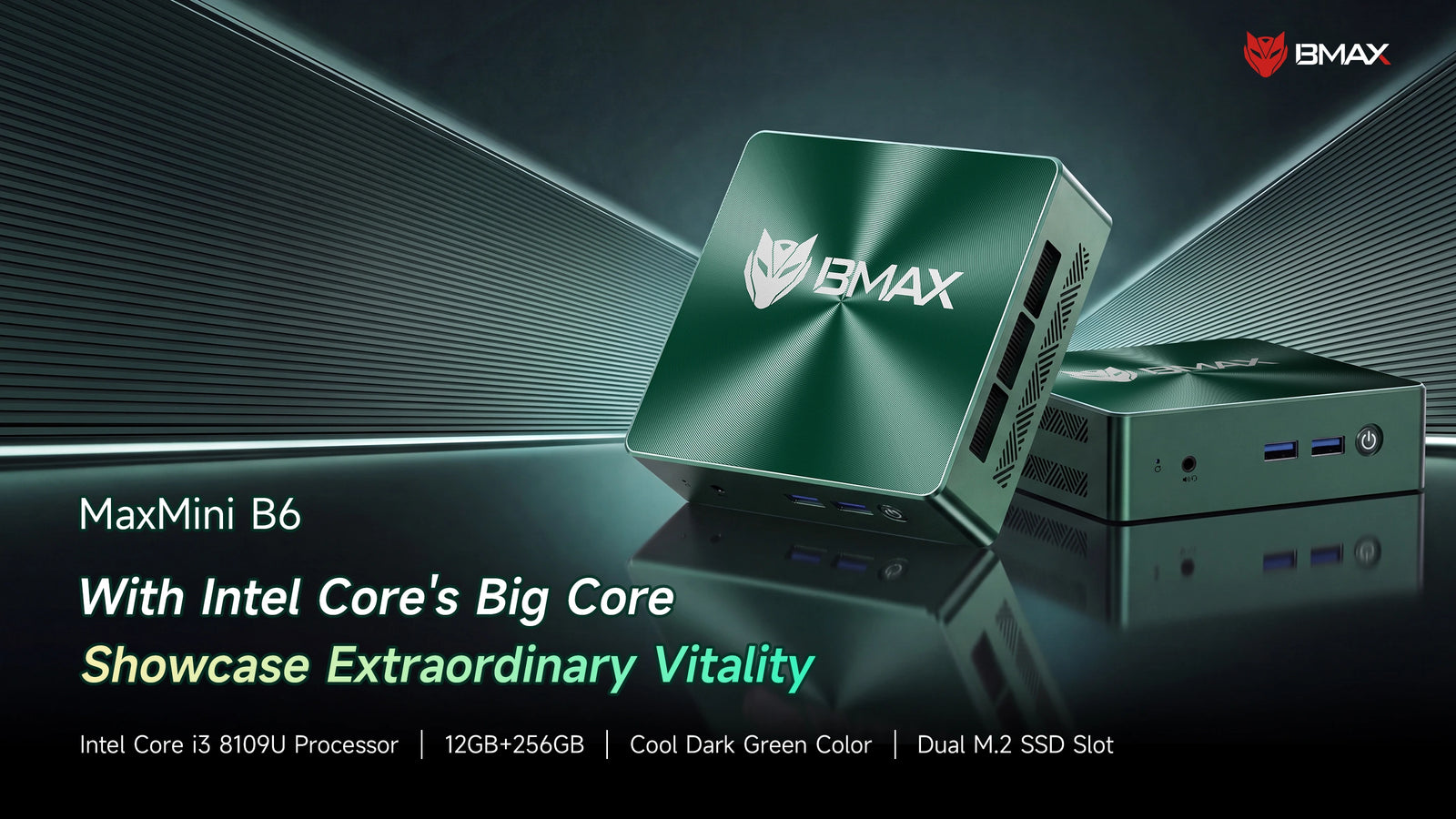 BMAX B6 Mini PC | Intel Core i3-8109U Mini Computer with 12GB RAM and 256GB SSD - A+ Image 1