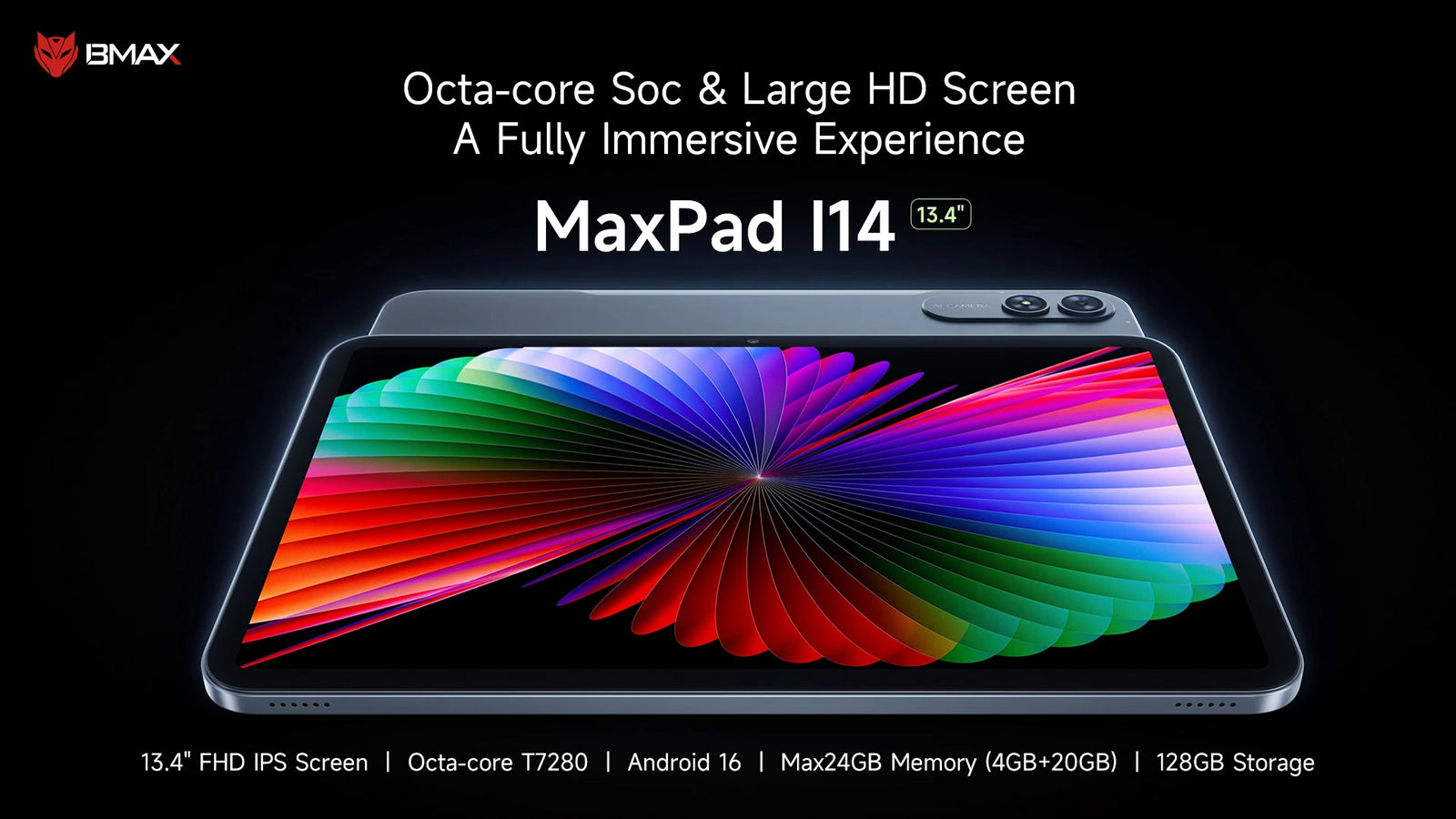 BMAX I14 Tablet | 13.4-Inch Android 16 Tablet PC with T7280 Octa-Core Processor - A+ Image 1