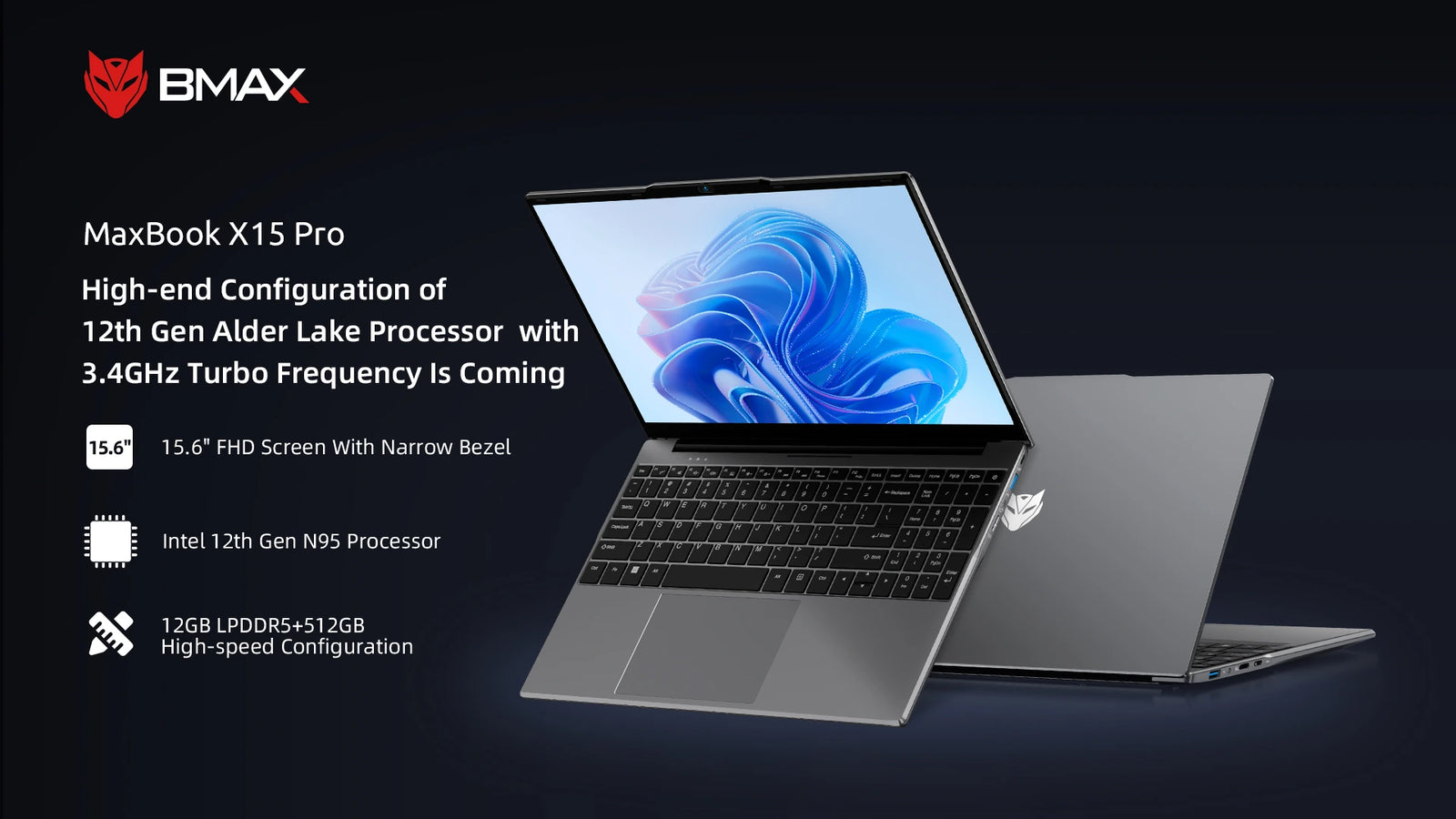 BMAX X15 Pro Laptop | Windows 11 Pro Notebook with Intel N95 Processor - A+ Image 1
