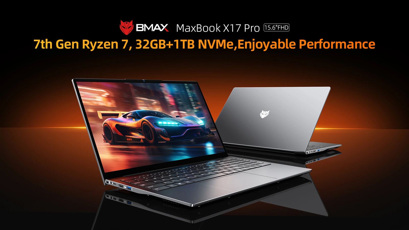 BMAX X17 Pro Laptop | AMD Ryzen 7 7730U Windows 11 Pro Notebook - A+ Image 1