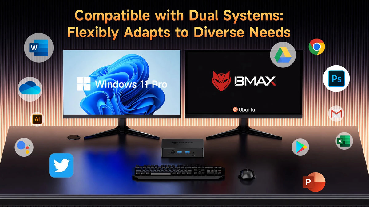 BMAX B3 Mini Mini PC | Intel Celeron N4100 Mini Computer with 8GB RAM and 256GB SSD A+
