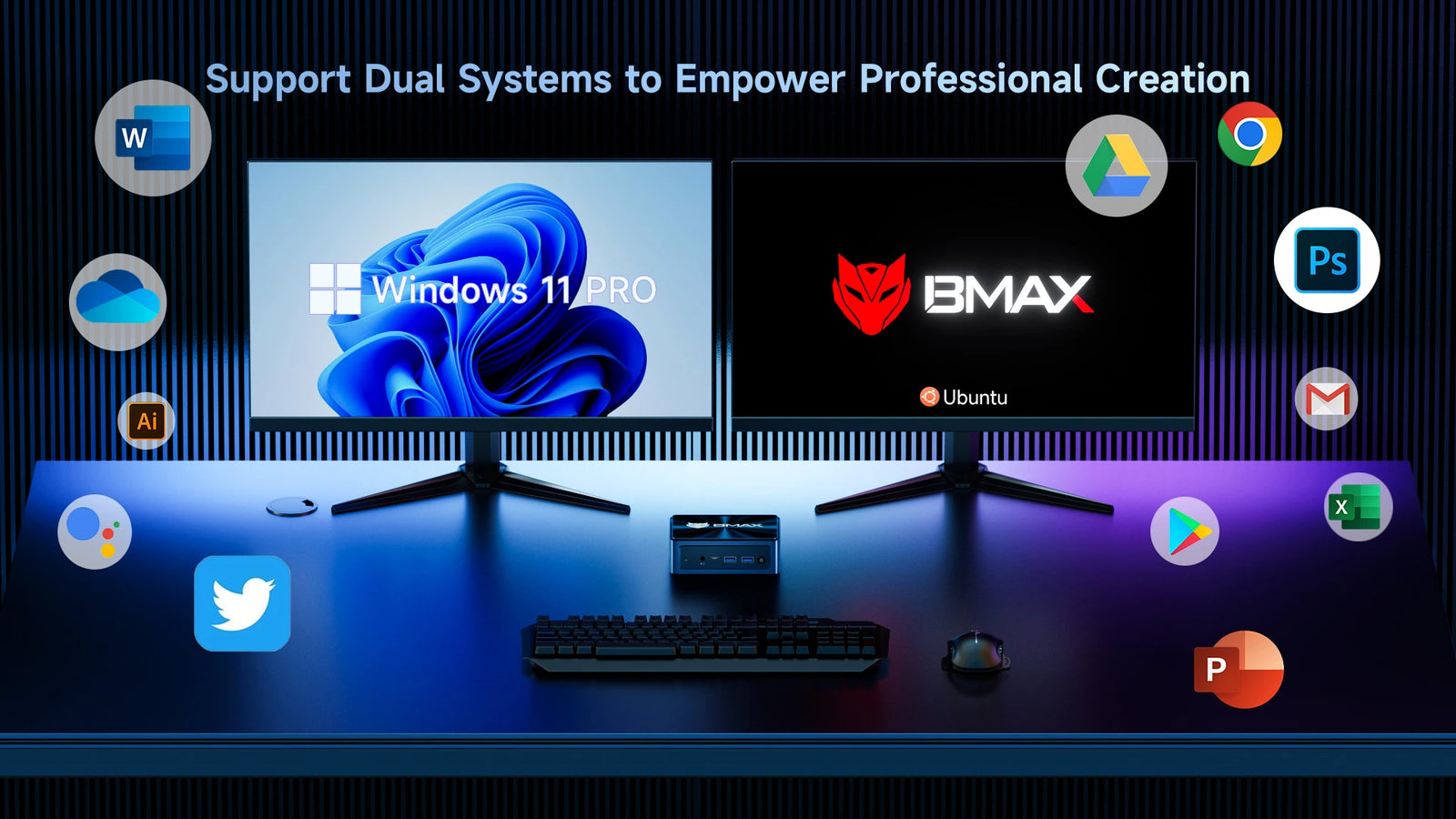 BMAX B11 파워 미니 PC | Intel Core Ultra 7 155H Windows 11 Pro 미니 컴퓨터, 24GB RAM 및 1TB SSD - A+ Image 14