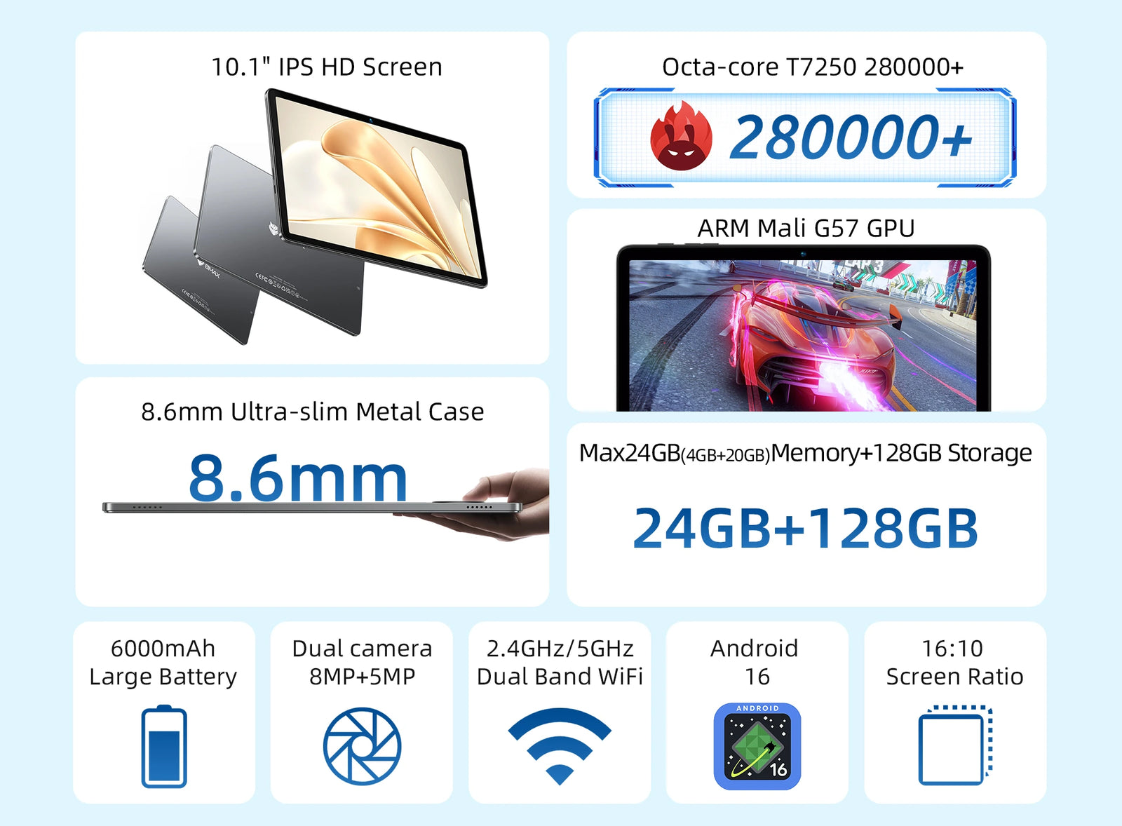 Tablet BMAX I10 Plus | Tablet z Androidem 16 WiFi i ośmiordzeniowym procesorem - A+ Image 2