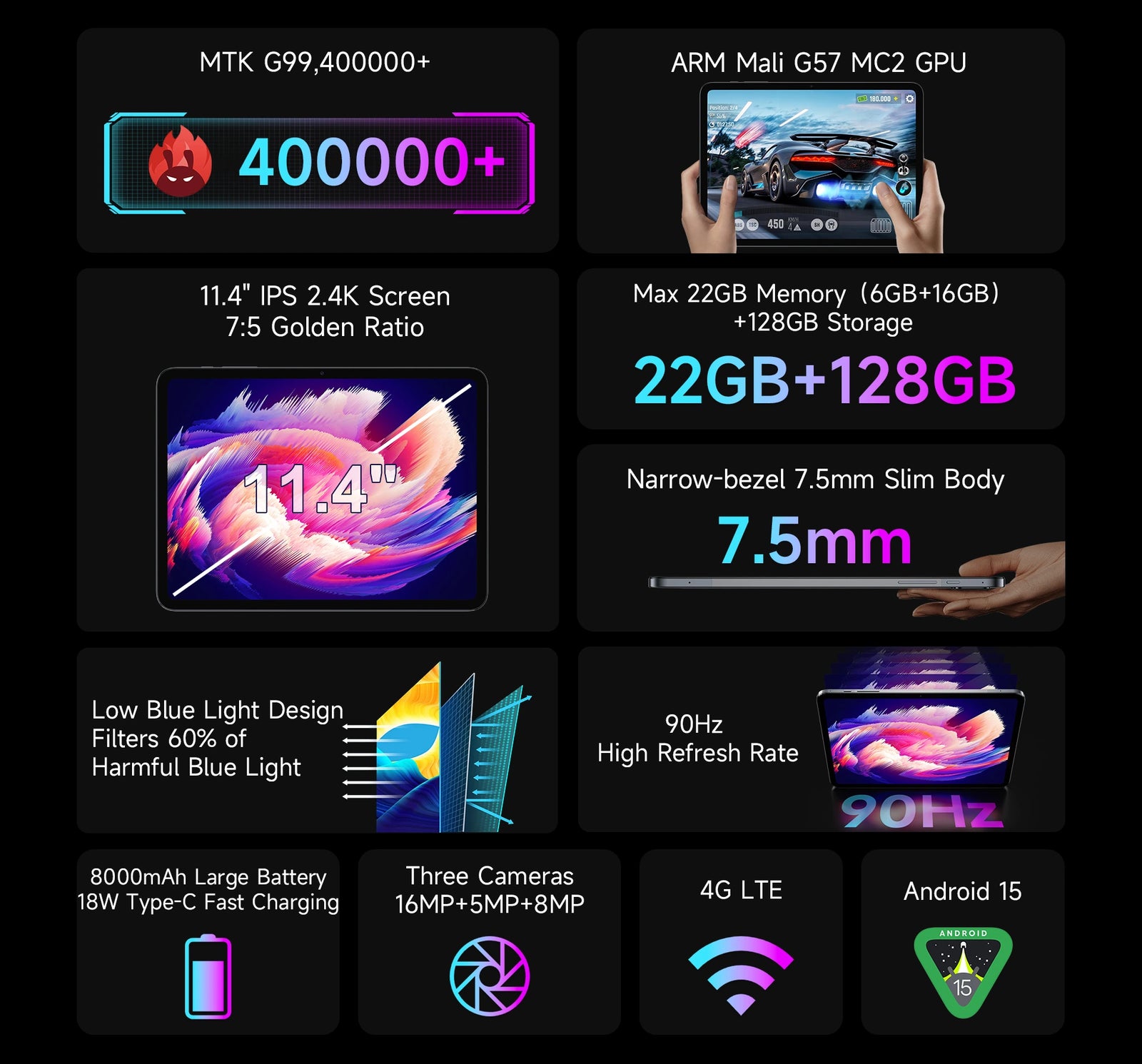 Tablet mocy BMAX I12 | 11,4-calowy tablet z Androidem 15 4G - A+ Image 2