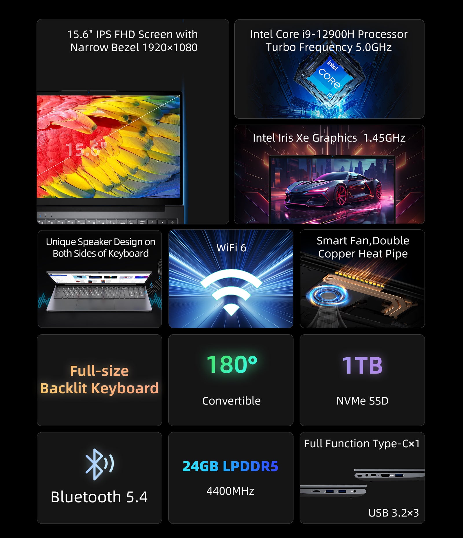BMAX X17 Power Laptop | Intel Core i9-12900H Windows 11 Pro Laptop with 24GB RAM - A+ Image 2