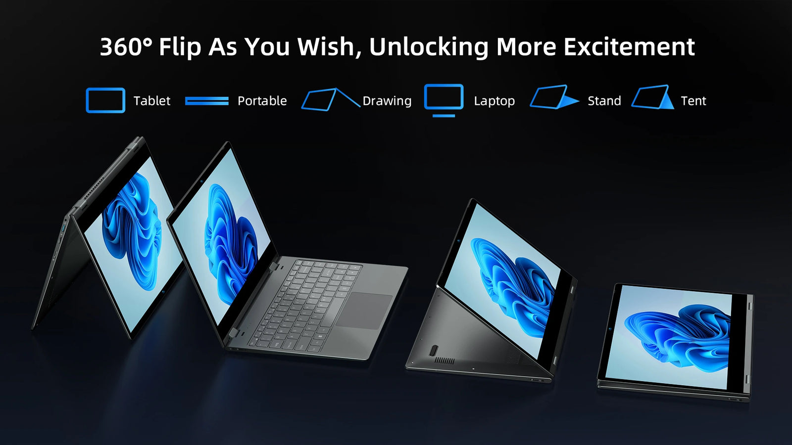BMAX Y14 Plus Laptop | 360° Touchscreen Windows 11 Pro Notebook with Intel N150 Processor - A+ Image 5