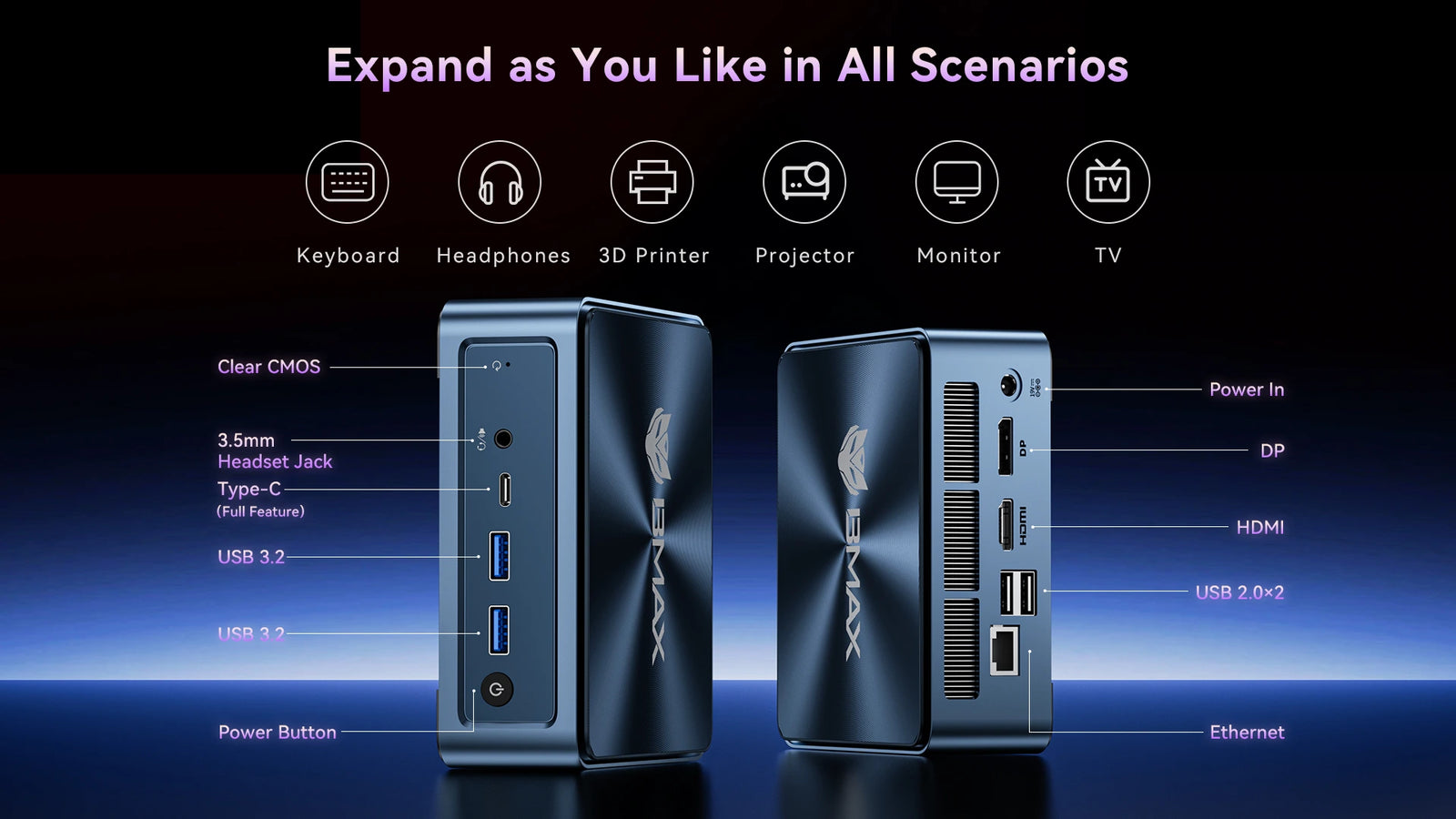 Minikomputer BMAX B10 Power | Komputer stacjonarny Intel Core i9-13905H 24 GB LPDDR5 1 TB NVMe - A+ Image 9