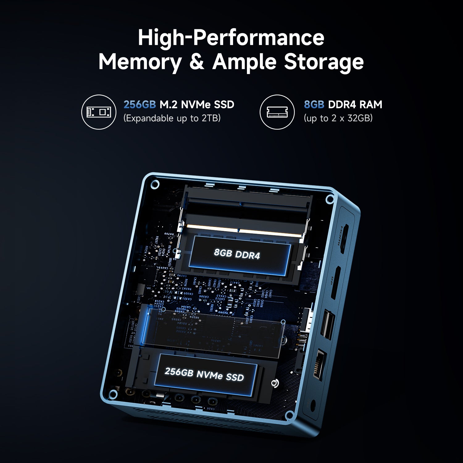 Compact 33mm Thin Body and Lightweight 300g Bmax B2 Power Mini PC
