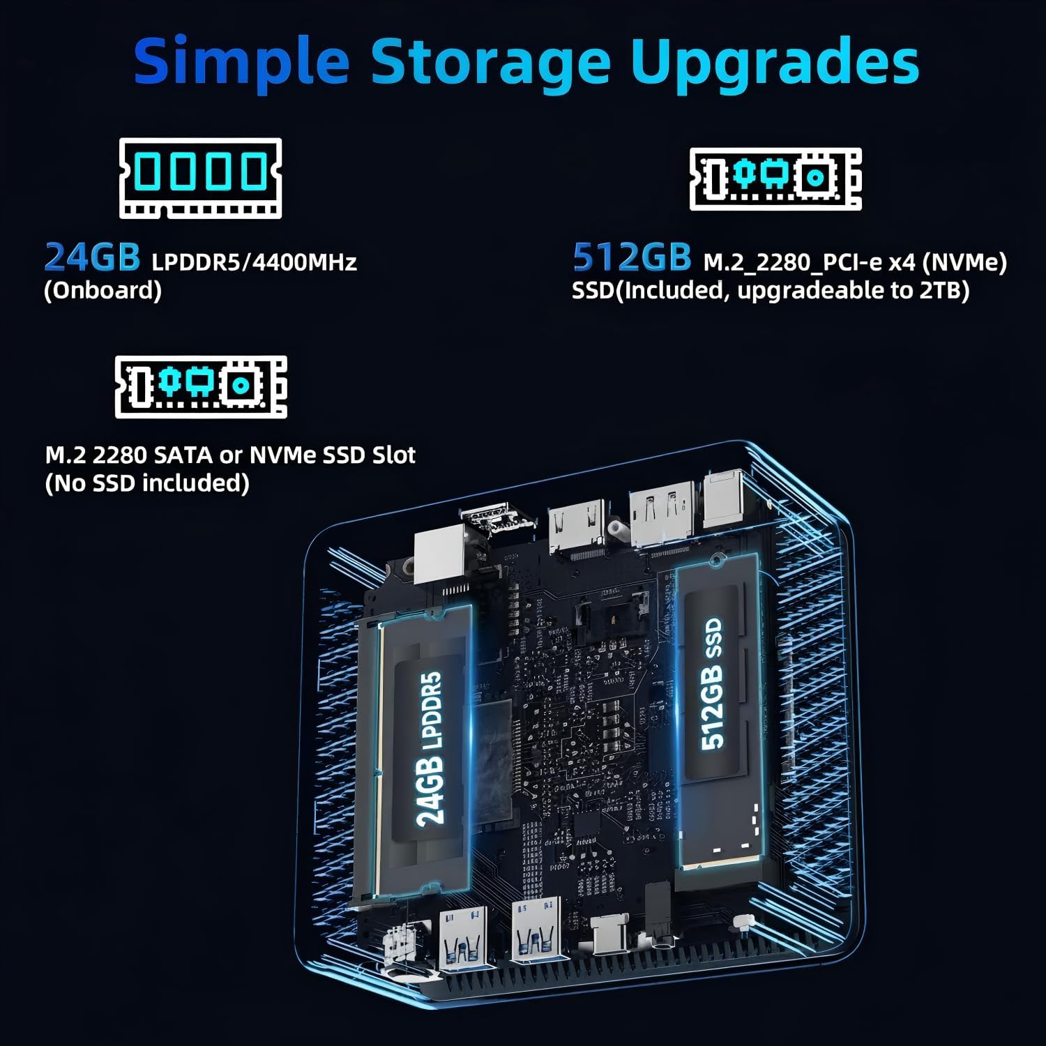 Bmax B9 Plus High Speed 24GB LPDDR5 Memory and Dual M.2 SSD Slots