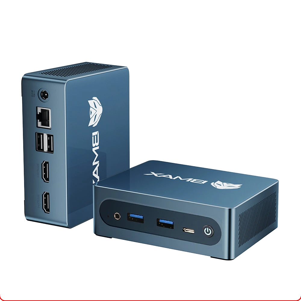 BMAX B4 Ultra Mini PC powered by 13th Gen Intel Processor N150, 12GB LPDDR5 RAM, 512GB SSD, and dual HDMI 2.1 for 4K dual-display output.
