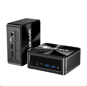 BMAX B8A Power Mini PC with AMD Ryzen 7 PRO 8845HS, 32GB DDR5 RAM, 1TB PCIe 4.0 SSD, Radeon 780M, and triple 4K display support.
