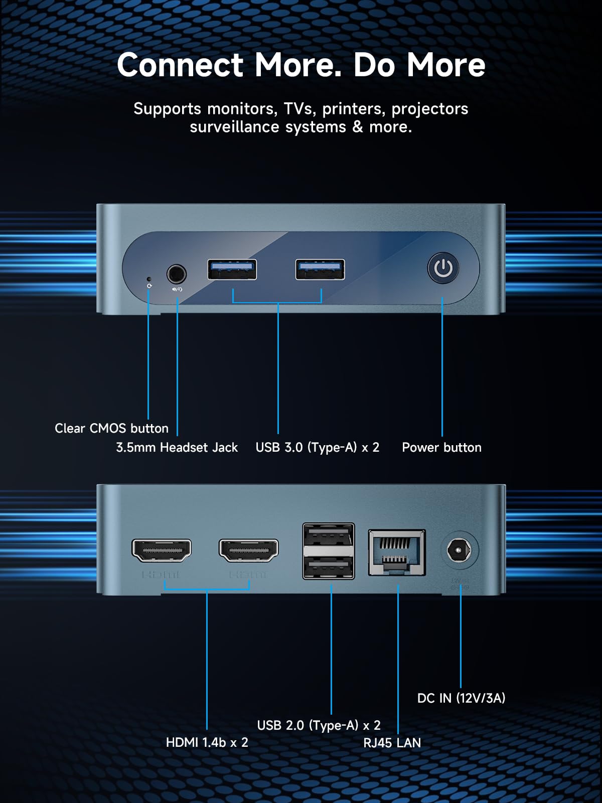 Bmax Mini PC B1 Plus,Intel Celeron J3355 (Up to 2.5GHz),6GB RAM 128GB eMMC Support M.2 SSD Expansion (512GB/2TB),4K Dual Display 2.4G/5G WiFi & BT5.0 Mini Desktop Computer for Home/Office