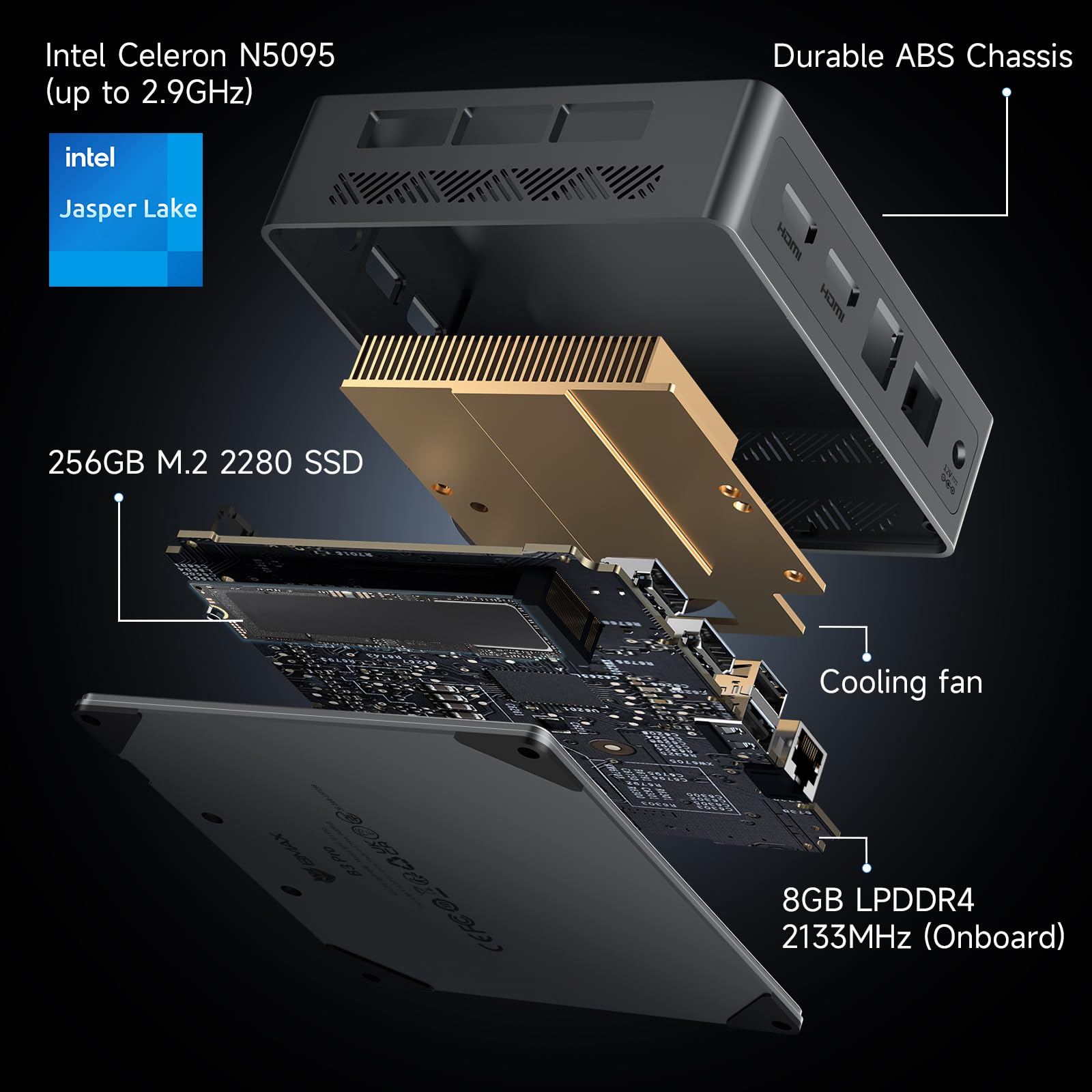 Bmax B3 Pro Dual HDMI 2.0 Ports Support 4K Dual Screen Display